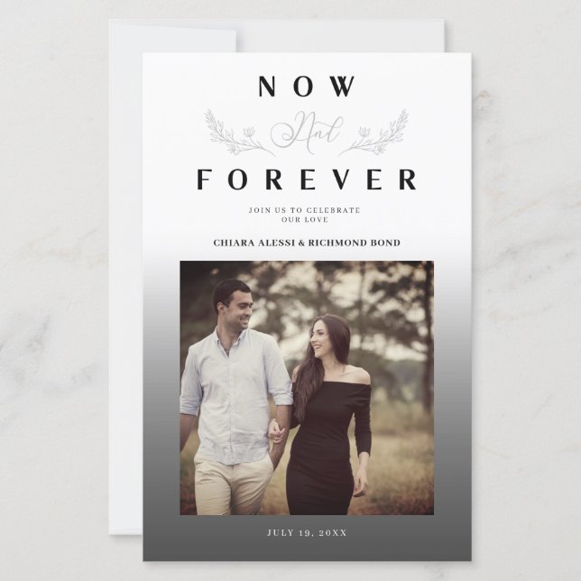 Haushaltszweige Gray Gradient Wedding Foto Script (Vorderseite)