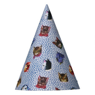 Hauskatze Blue Polka Dose Kitten Wasserfarbe Partyhütchen
