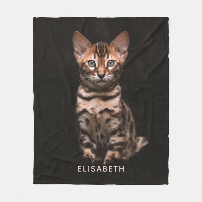 Hauskatze Kitten Leoparden Personalisiert Fleecedecke (Vorderseite)