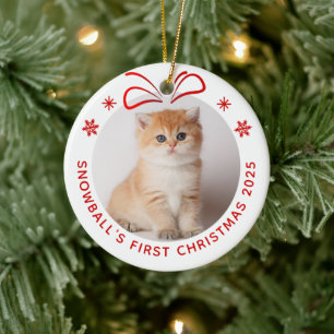 Hauskatze Kitty Weihnachten Personalisiertes Foto  Keramik Ornament