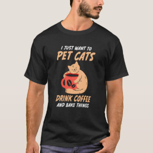 Hauskatzen Kaffee trinken Katzengebäck T-Shirt
