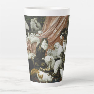 Hauskatzen Kätzchen Vintage Tierart Mit Monogramm Milchtasse