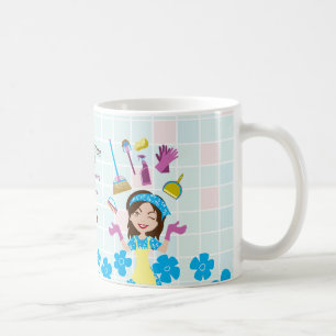 Hausmädchen-Cartoon-Lady-Reinigungsdienst Kaffeetasse
