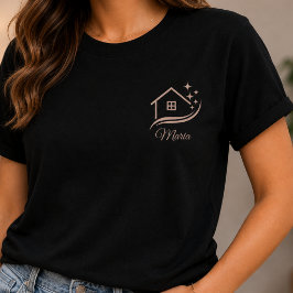 Hausmädchen reinigt Haus blitzendes Geschäft T-Shirt
