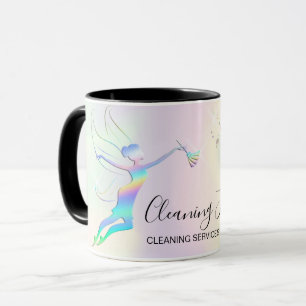 Hausmädchen Reinigung Haus Funkelnde Holografie Fe Tasse