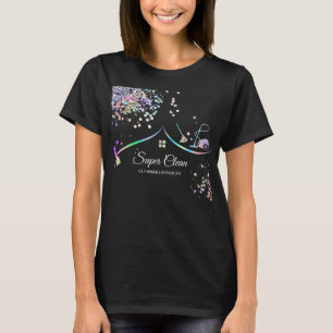 Hausmädchen Reinigung Holografisches Funkelndes Ge T-Shirt