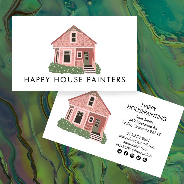 Hausmalerei Handyman Bauwesen Soziale Symbole Visitenkarte (House Painting Handyman Construction Social Icons Business Card
)