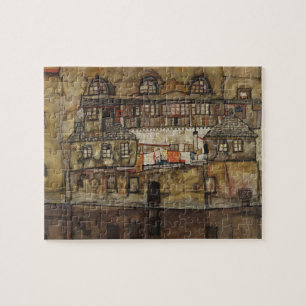 Hausmauer am Fluss durch Egon Schiele Puzzle