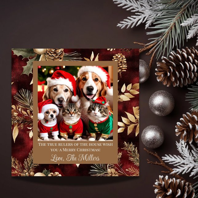 Hausmeister Burgundy Gold mit Foto Feiertagskarte (Von Creator hochgeladen)