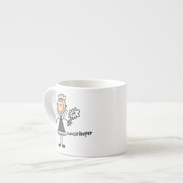 Hausmeister-Strichmännchen Espressotasse (Vorderseite Links)
