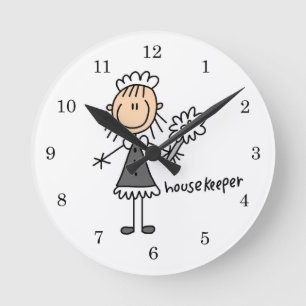 Hausmeister-Strichmännchen Runde Wanduhr