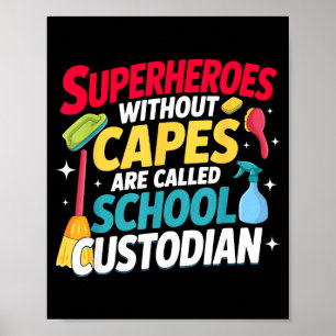 Hausmeister Superhelden ohne Umhänge werden Schule Poster