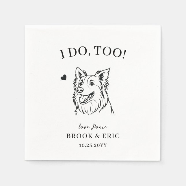 Hausname Border Collie Lineart Dog Wedding Serviette (Vorderseite)