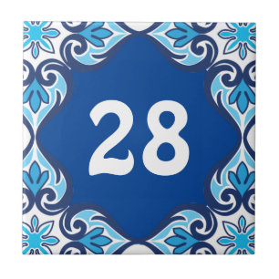 Hausnummer, blau und weiß Azulejos Fliese