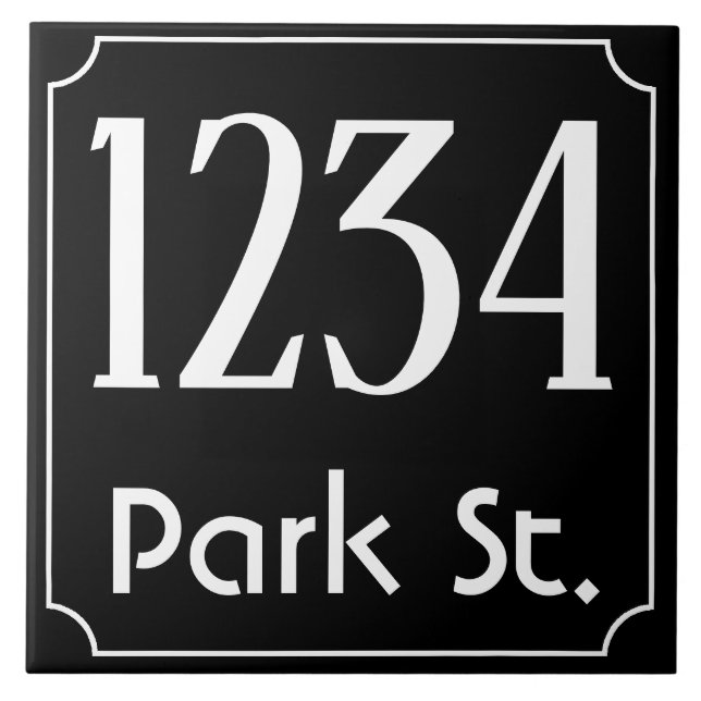 Hausnummer mit Straße Fliese (Vorderseite)