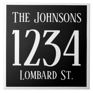 Hausnummer mit Straße u. Namen Fliese