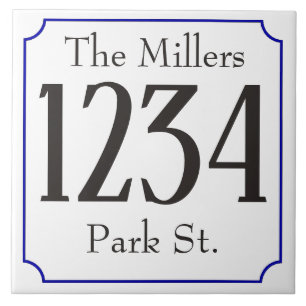 Hausnummer mit Straße und Namen Fliese