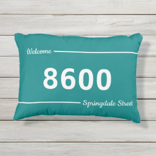 Hausnummern für die Straßenanschrift auf Aquamarin Kissen Für Draußen