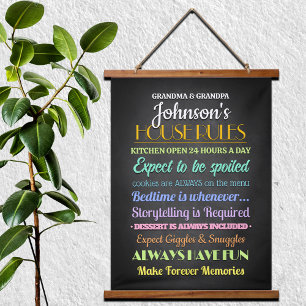 Hausordnung der Großeltern Wandteppich Mit Holzrahmen