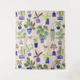 Hauspflanzen Kaktus Sukkulentes Muster Wandteppich