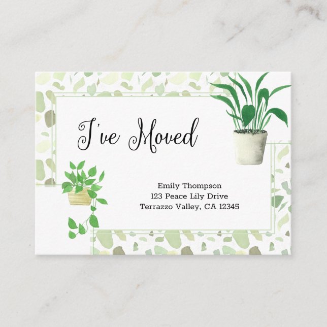 Hauspflanzen und Grüne Terrazo Ich habe mich beweg Begleitkarte (Vorderseite)