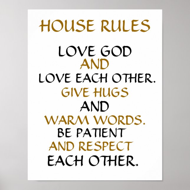 "HAUSREGELN" INSPIRATIONELLER 11X14-WALLPOSTER POSTER (Vorne)