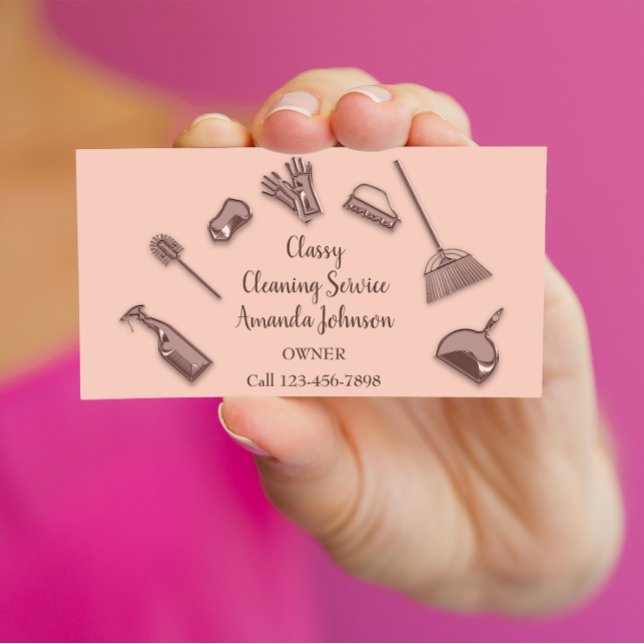 Hausreinigung Dienstleistungen Rose Logo-Maid Offi Visitenkarte (House Cleaning Services Rose Logo Maid Office lux Business Card)