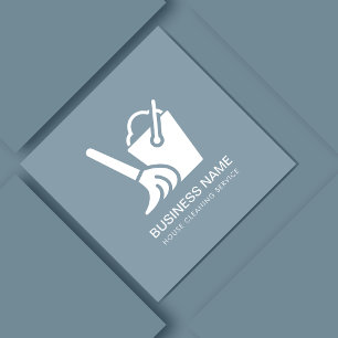 Hausreinigung Eimer Logo trostlos blau Quadratische Visitenkarte