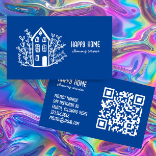 Hausreinigung Handgezogener Doodle QR Code Visitenkarte