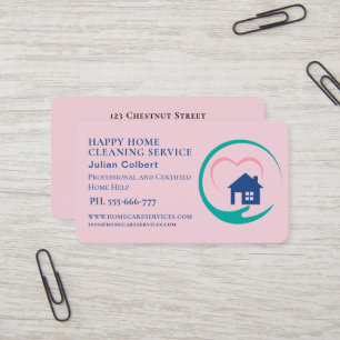 Hausreinigung Heimservice Charmantes Rosa  Visitenkarte