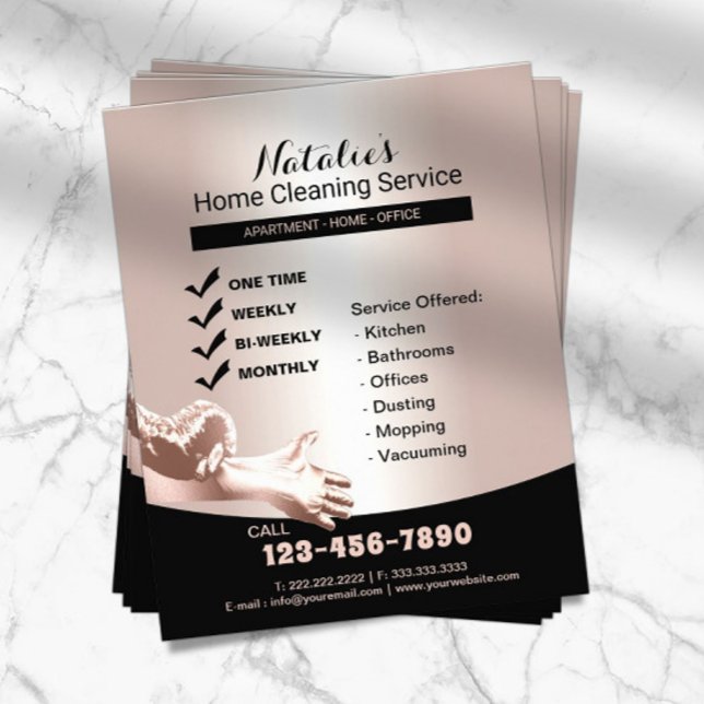 Hausreinigung Housekeeping Service Rose Gold Flyer (Von Creator hochgeladen)