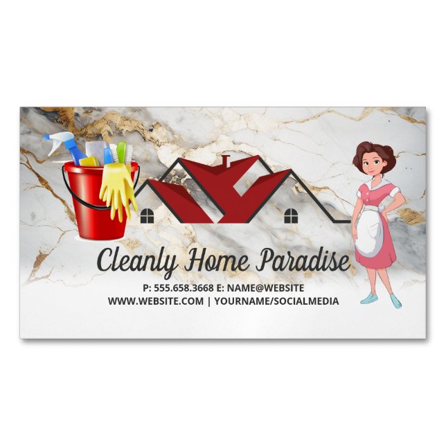 Hausreinigung | Janitorial | Hotel Worker Magnetische Visitenkarte (Vorderseite)