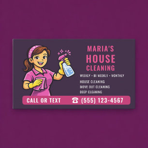Hausreinigung Lila Pink Visitenkarte
