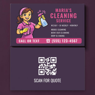 Hausreinigung Lila Rosa QR-Code Visitenkarte