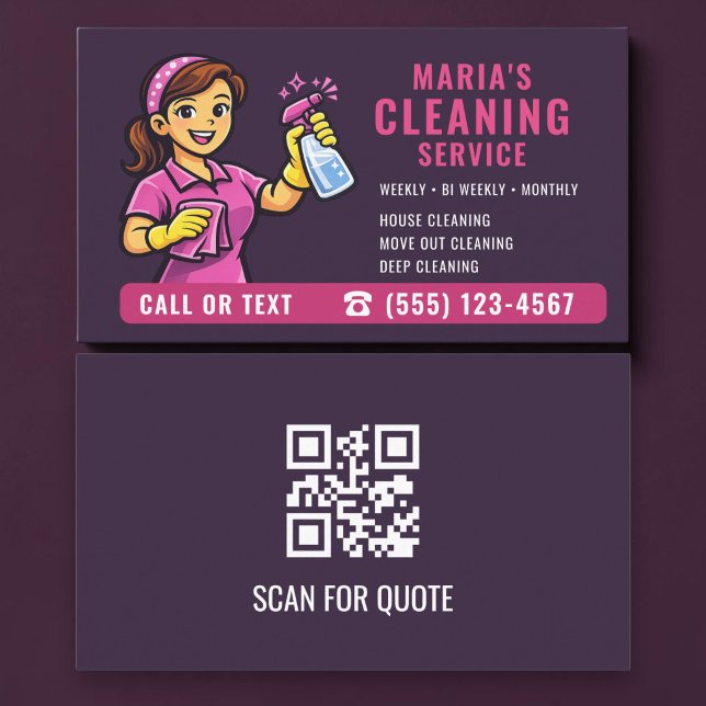 Hausreinigung Lila Rosa QR-Code Visitenkarte (Von Creator hochgeladen)