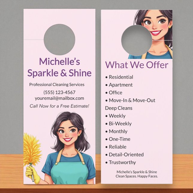 Hausreinigung Moderne Frau Rosa Türanhänger (Von Creator hochgeladen)