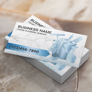 Hausreinigung Moderner blauer Marmor Visitenkarte