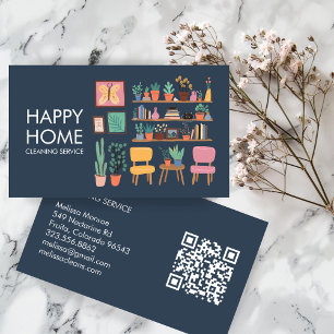Hausreinigung Niedliches Wohnzimmer Art QR Code Visitenkarte