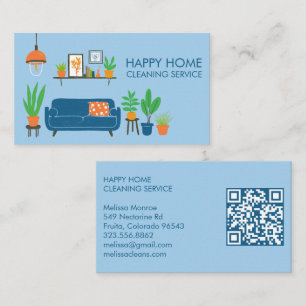 Hausreinigung Niedliches Wohnzimmer Art QR Code Visitenkarte