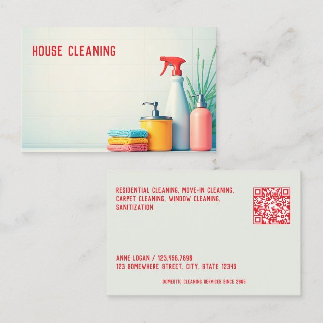 Hausreinigung QR Visitenkarte (Vorne/Hinten)