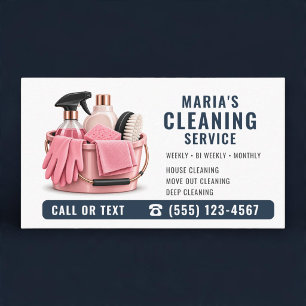 Hausreinigung Rosa Navy Blau Professionell Visitenkarte