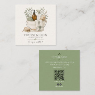 Hausreinigungsdienst QR Code Sage Quadratische Visitenkarte