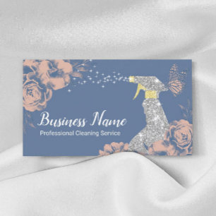 Hausreinigungsdienst Silber-Spray Vintage-Blumenmu Visitenkarte