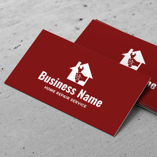 Hausreparatur-Logo Einfach Rot Handwerker Visitenkarte