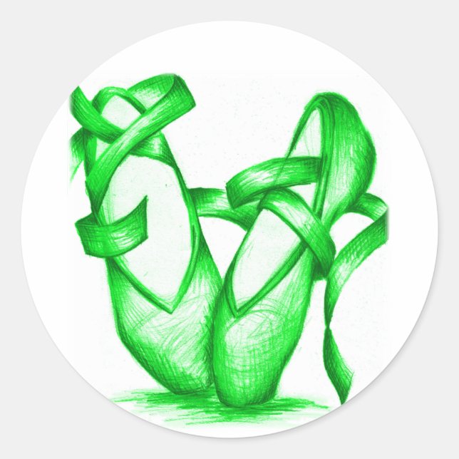 Hausschuhe für das grüne Ballett Runder Aufkleber (Vorderseite)