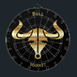 Hausse Goldstiers Dartscheibe<br><div class="desc">Goldmetallischer Blick-Stierkopf mit Horn-Set auf festem Schwarzem
Hausse in Gold farbigem Versalientext kann zu Ihrem Namen oder zu Mitteilung unter Verwendung der Produkt-Vorlagen personalisiert sein</div>