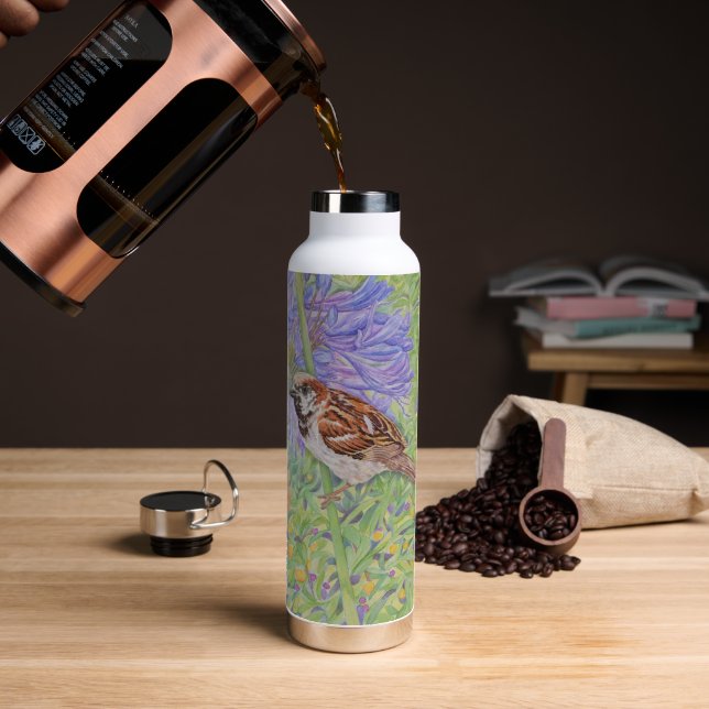 Haussperling Trinkflasche (Kaffee (gedreht))