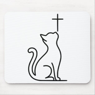 Haust Katzen lieben Jesus Sei glücklich Heiland Mousepad
