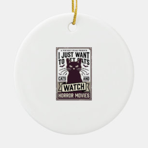 Haust Katzen schauen sich Horrorfilme an Vintage K Keramik Ornament