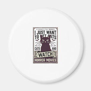 Haust Katzen schauen sich Horrorfilme an Vintage K Magnet
